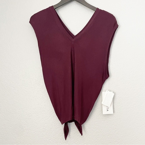 NWT ATHLETA Nayarit Tee Tie Back Deep Burgundy - Picture 1 of 10